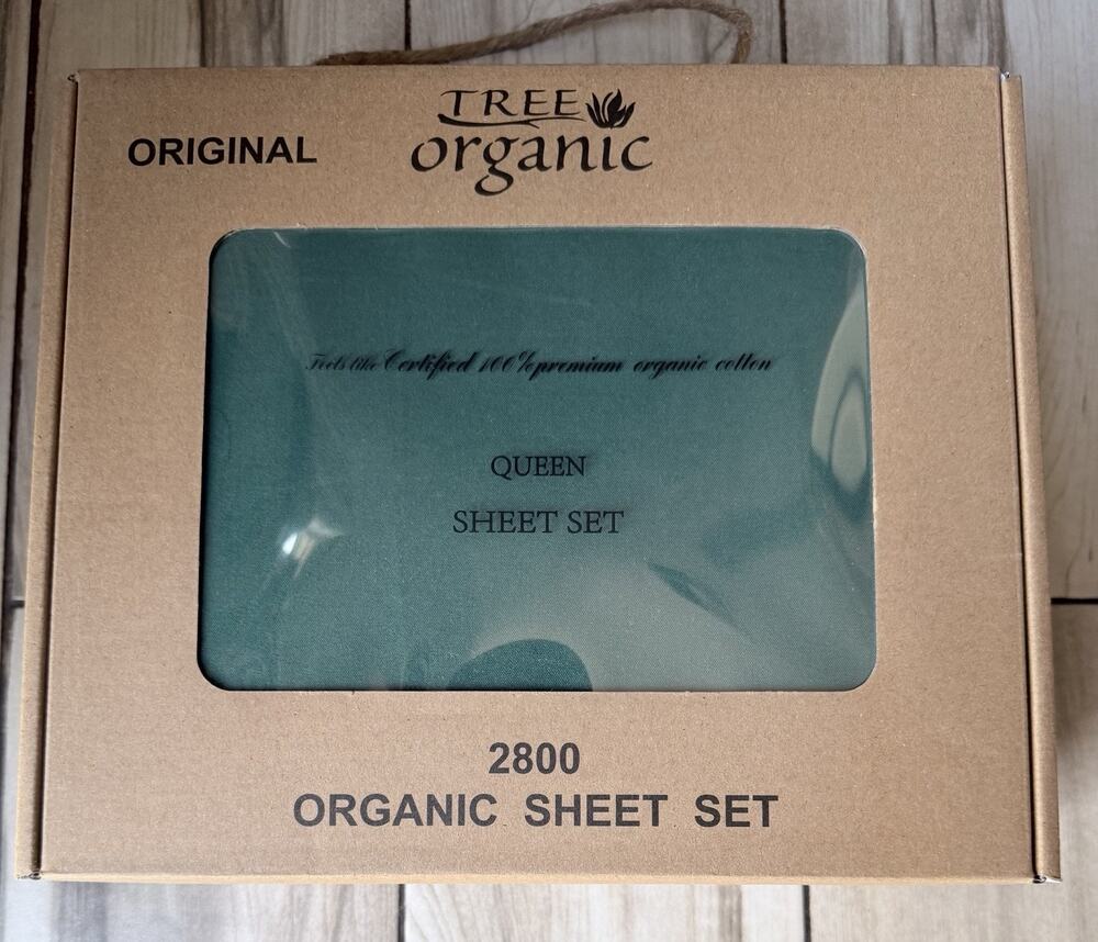Tree Organic 2800 Series Hotel Quality 100% Satisfied Cotton Dark GreenQueen New